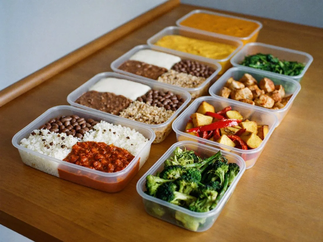 Marmitas da semana prontas sobre a mesa