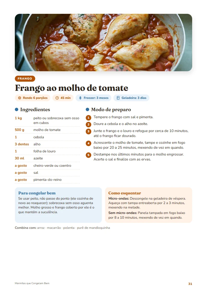 Receita de frango ao molho de tomate