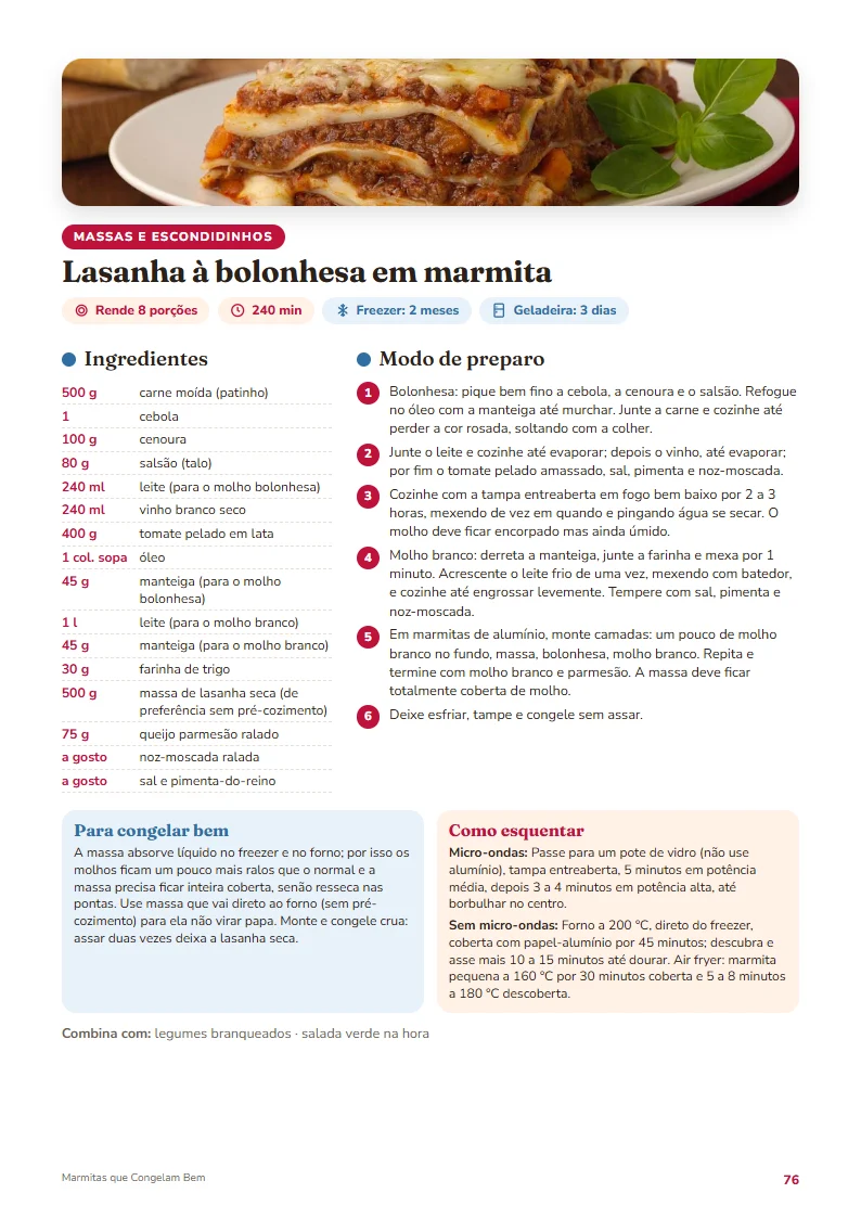 Lasanha à bolonhesa em marmita